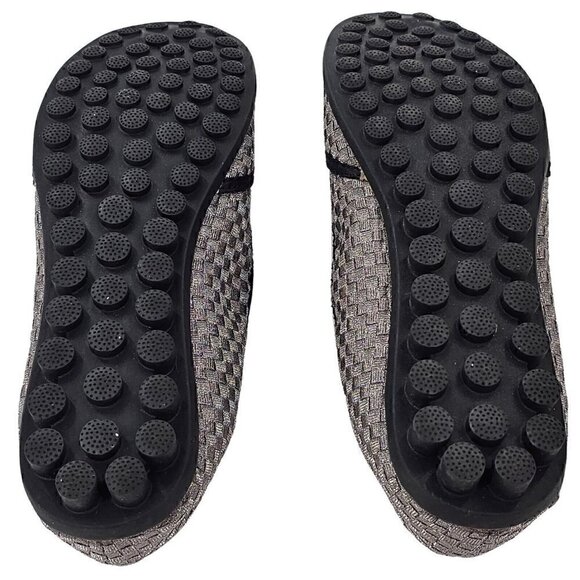 BERNIE MEV Pewter Metallic & Black Round Toe Elastic Gored Slip On Flat Size 42 - Picture 7 of 9